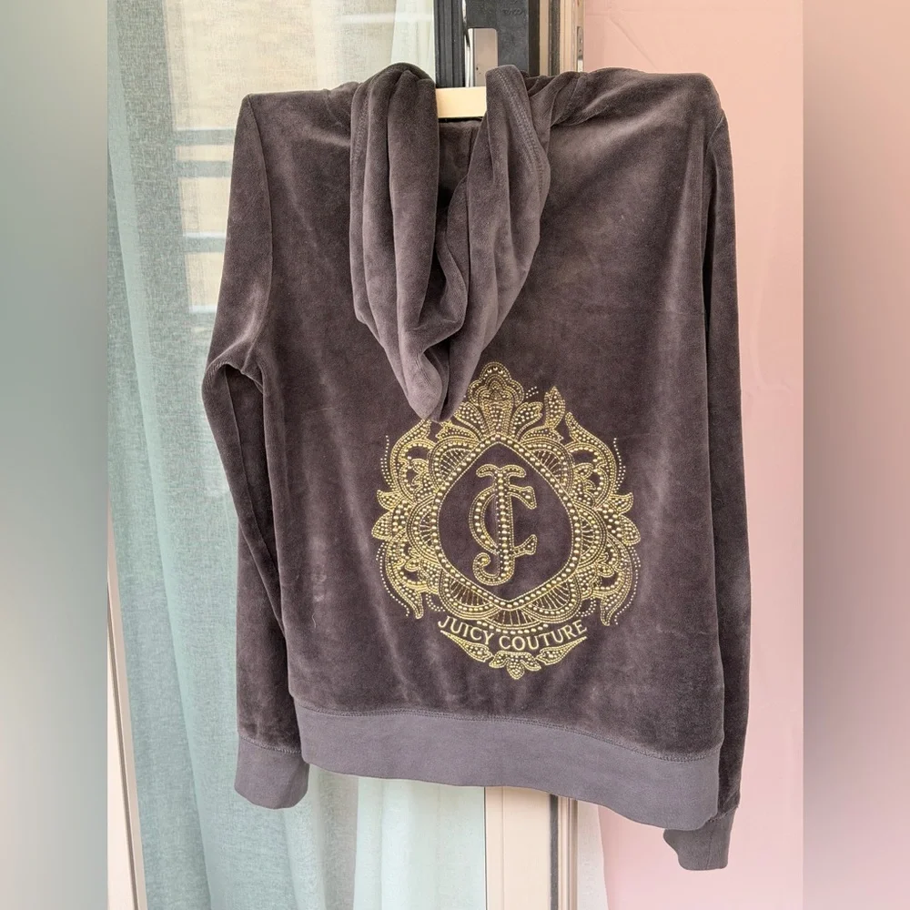 Juicy Couture Charcoal Velour Sweatsuit with Gold Logo, Y2K - Picture 2 of 7